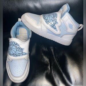 Nike Sky Jordan 1 Mid ‘White Blue Ice’ BQ7197-411 Sneakers Kids Size 3Y Shoes